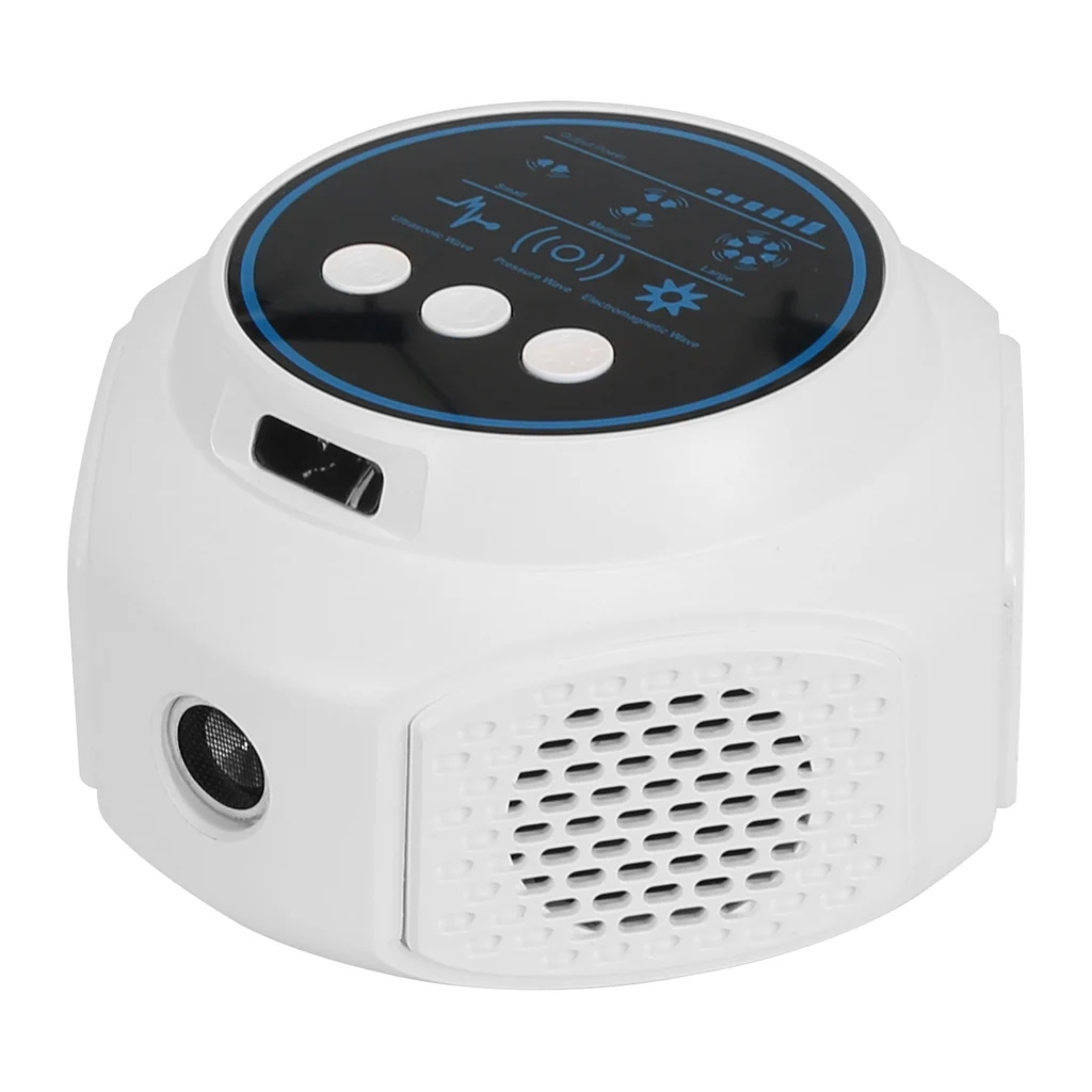 360 Degree Ultrasonic Mice Repellent Indoor Rodent Repeller Rat Squirrel Rodent Chaser With 3 Modes 2 Strobe Lights For Kitchen Warehouse - White