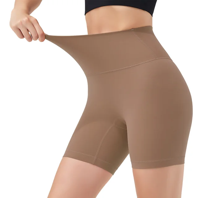 4 Sizes 5 Colors Option Women's High Waist Biker Shorts Tummy Control Pants Athletic Leggings Spandex Booty Shorts With 6.3In Inseam No Front Se... Coffee - Shop at LoveMi