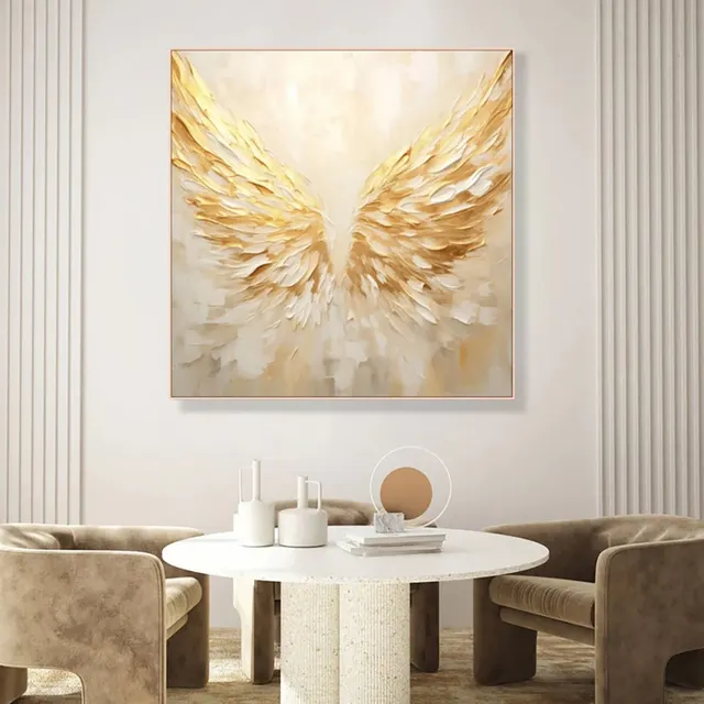 Home Wall Golden Angel Wings Canvas Art Handmade Abstract Oil Painting Modern Abstract Home Decoration Piece Art Without Inner Frame - Shop at LoveMi