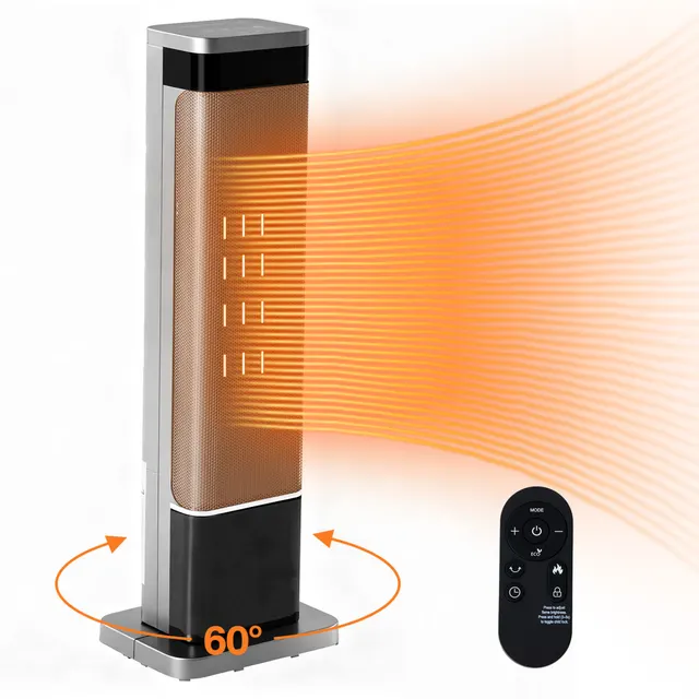 23inch Space Heaters For Indoor Use, Portable Heater With 7 Light Colors Square Style Silver - Shop at LoveMi