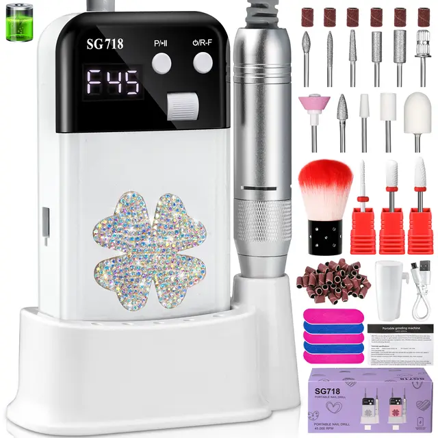 Rechargeable Nail Drill 45000 RPM Electric Nail File For Shaping, Removing & Polishing Gel Nails Lightweight & Easy To Use Perfect For Home & Sal... White - Shop at LoveMi