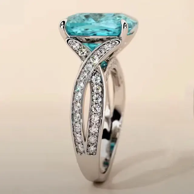Luxury Zircon Square Women's Fashion Ring Blue - Shop at LoveMi