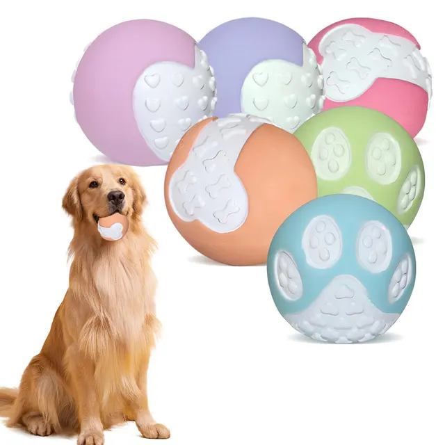 Non Toxic Dog Toy Ball Hard Rubber Solid Ball Cleaning Teeth Durable To Chew And High Rebound Great Pet Play Training Supplies Random Color - Shop at LoveMi