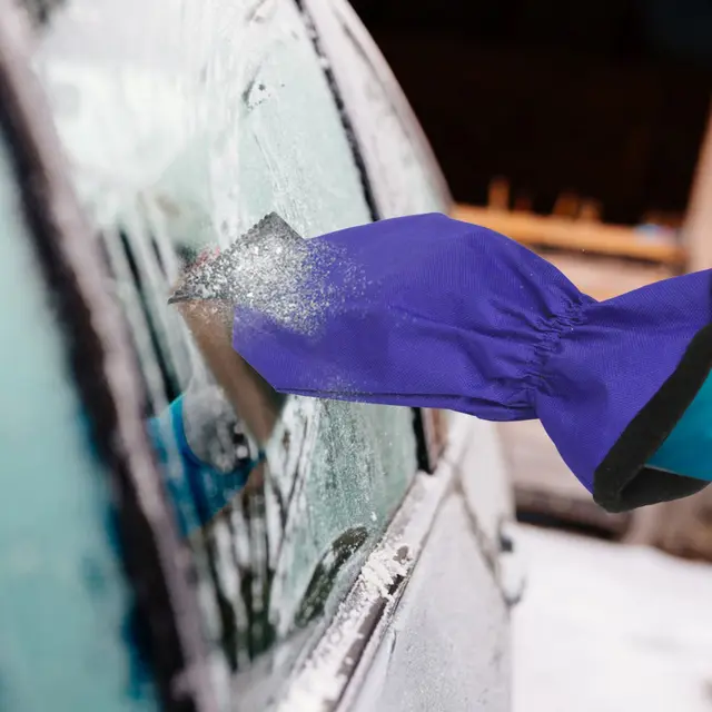 Ice Scraper Glove Car Windshield Snow Scraper Remover Glove Lined Of Fleece Winter Ice Scraper Mitt Keep Warm Purple - Shop at LoveMi