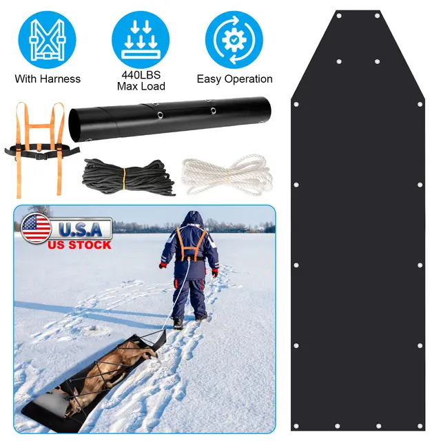 Deer Drag Sled With Dragging Harness Deer Cart Game Hauler Snow Sledding Pad Hunting Gear Supplies With 32.8FT Black Rope 16.1FT White Rope For Hun... - Shop at LoveMi