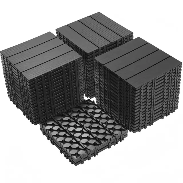 Plastic Interlocking Deck Tiles, 12x12 Pack Of 44 Patio Flooring Outdoor Waterproof All Weather Use For Garden Poolside Front Back Yard, Light Gray... - Shop at LoveMi