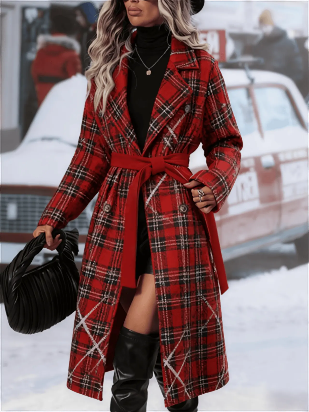 Fashionable Casual Long Coat - Red5
