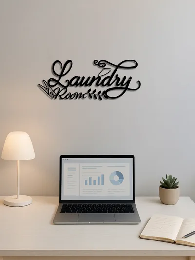 Vintage Metal Wall Sign W Pediment Laundry, Bar, Cafe Decor,Retro Plaque Art Look At The Picture - Shop at LoveMi