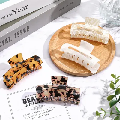 Tortoise Hair Claw Clips, Acetate Hair Claw Clip Acrylic French Hair Banana Barrettes Jaw Clips, Stylish Hair Accessories For Women 3.15 Inch Fashi... 4Pcs - Shop at LoveMi