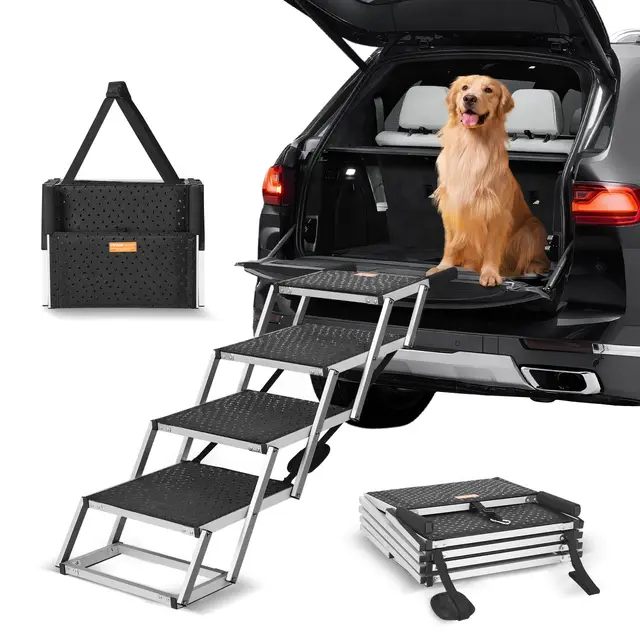 Dog Stair For Cars 4 step Folding Dog Steps Aluminum Loads Up To 68 Kg Kzdglt4Step16Lgg3V0 - Shop at LoveMi