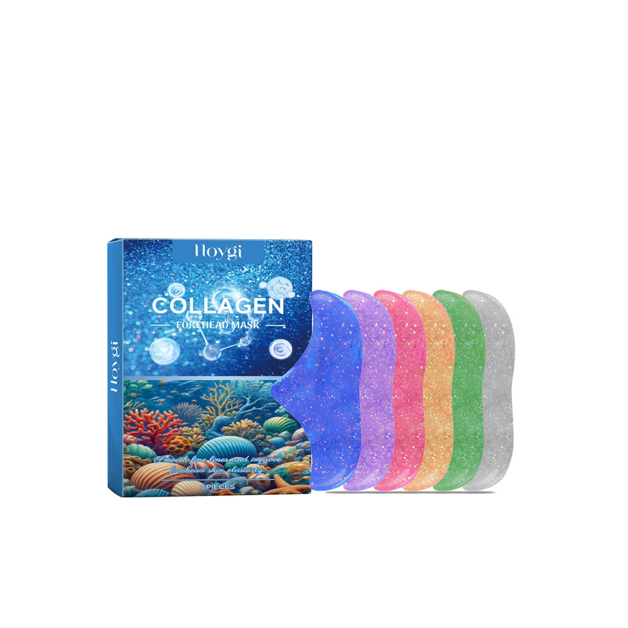 Hoygi Collagen Forehead Mask, Lip Line Fade, Remove Dead Skin, Prevent Dry And Crack, Moisturizing And Care Lip Mask - 6Pieces