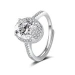 S925 Pure Silver High Carbon Diamond Proposal Dove Egg Ring - White Gold White Diamond