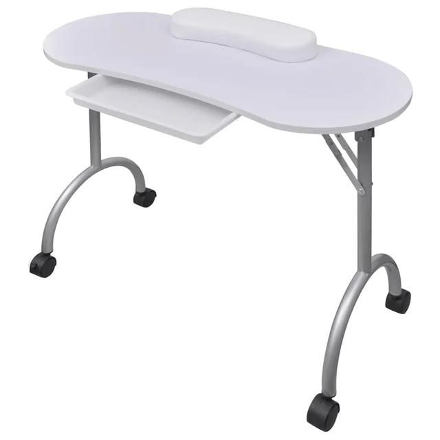 Folding manicure table with wheels Folding manicure table with wheels White - Shop at LoveMi