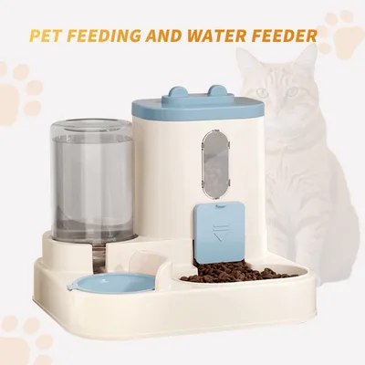 Fully Automatic 2in1 Cat Food Dispenser Integrated Water And Food Feeding System Cute Water Dispenser Bule - Shop at LoveMi