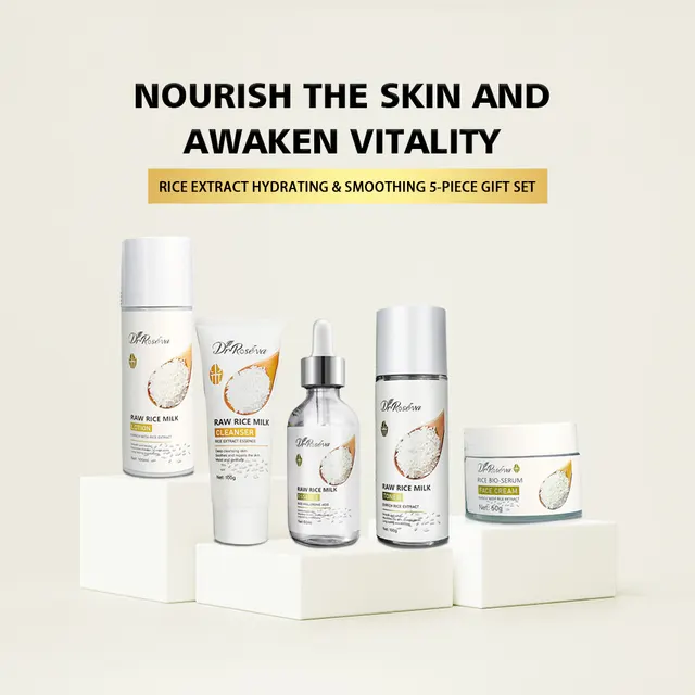 DR.ROSEVA 5 pieces Facial Rice Extract Hyaluronic Acid Niacinamide Rice Extract Firming Anti Aging Wrinkle Skin Care Set 5Pcs - Shop at LoveMi