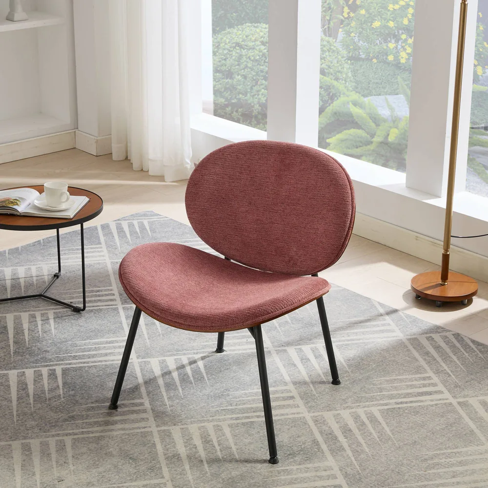 Mid Century Modern Shell Chair Single Side Chair Tripod,bean Paste Fabric Lounge Chair In Walnut Finish Comfortable Backrest,Bean Paste Red Color,S... - Shop at LoveMi
