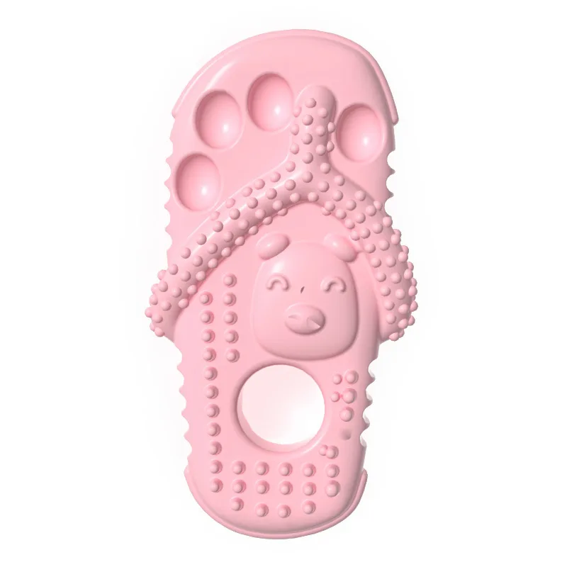 Pet Dog Chewing Toys, Slippers, Teething Toys For Puppies, Durable Rubber Shoes And Slippers, Cleaning Teeth And Protecting Oral Health - Pink - View 1