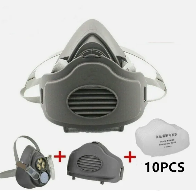 Half Face Gas Mask Cover PRO Respirator 3200 Dust Mask Safety 10 Filters For Sanding Woodworking 1Pc - Shop at LoveMi