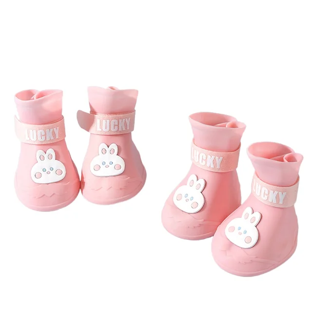 Waterproof Anti Slip Rubber Rainshoe For Pets,Outdoor Shoe,Ankle Boots,Pet Accessories,Small Medium And Large Dogs And Cats Pink - Shop at LoveMi