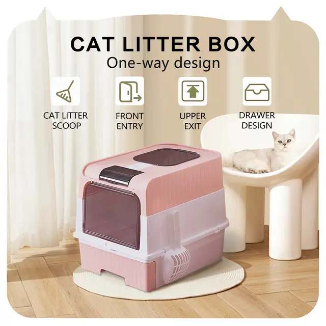 Super Large Capacity Cat Litter Box Easy To Clean, Odorless, Leak Proof, Not Easy To Leak, Pull out Design, Comfortable Toilet For Pets Pink - Shop at LoveMi