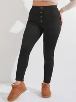 Plus-Size Thermal Yoga Pants - Black