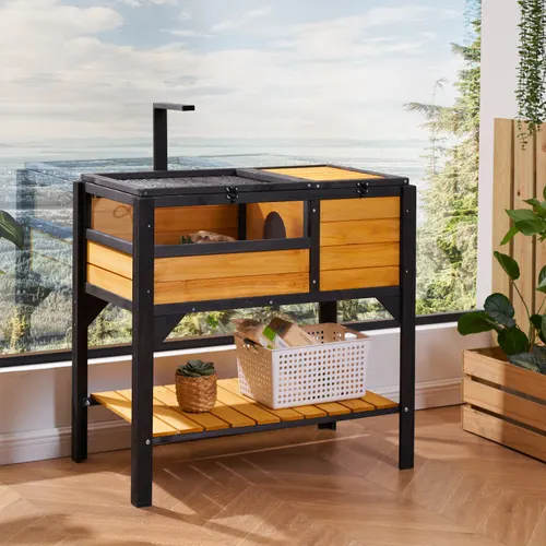 Wooden Tortoise House Tortoise Habitat Indoor & Outdoor For Lizards Snakes Yellow - Shop at LoveMi