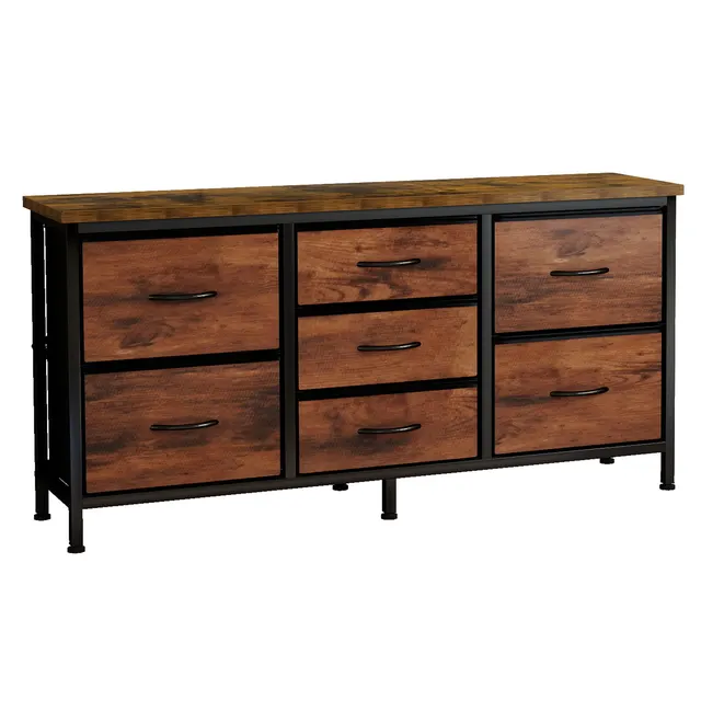 Drawer Dresser For Bedroom, Drawers With Wooden Top Metal Frame Brown - Shop at LoveMi