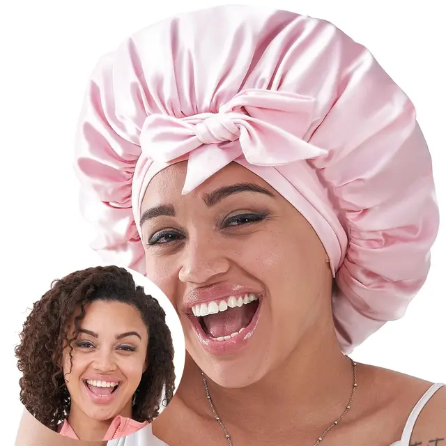 Silk Bonnet For Sleeping Women, Satin Hair Bonnet For Sleeping For Wavy Curly Natural Hair Women Men W13535437 - Shop at LoveMi