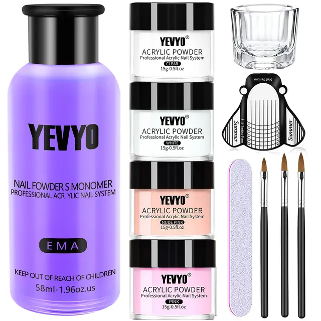 Acrylic Nail Kit, Acrylic Powder And Liquid Set, With Clear, Nude, Pink, White Nail Powder And Monomer, Professional Acrylic Nail Brush Nail Forms ... W13551052 - Shop at LoveMi