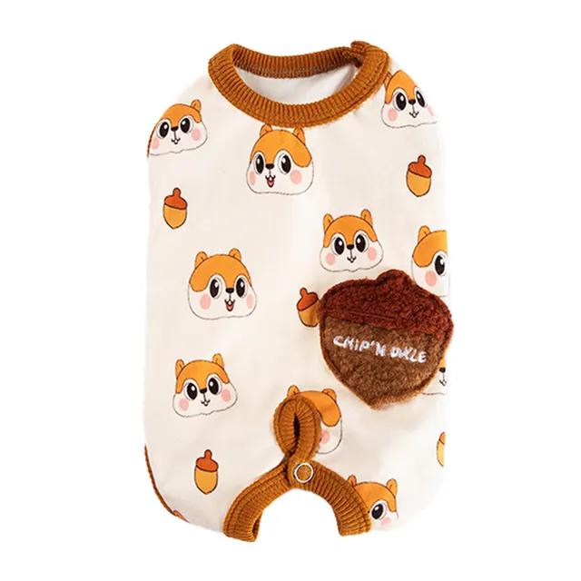 Cute All Indian Squirrel Dog Sleeveless Clothes, Warm Winter Dog Jumpsuit, Teddy Soft soled Shirt White - Shop at LoveMi