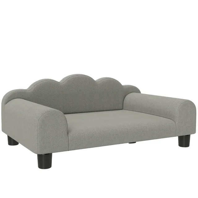 PawHut Elevated Dog Sofa Bed, Breathable Pet Sofa With Backrest And Armrest For Small Dogs, Grey Grey - Shop at LoveMi