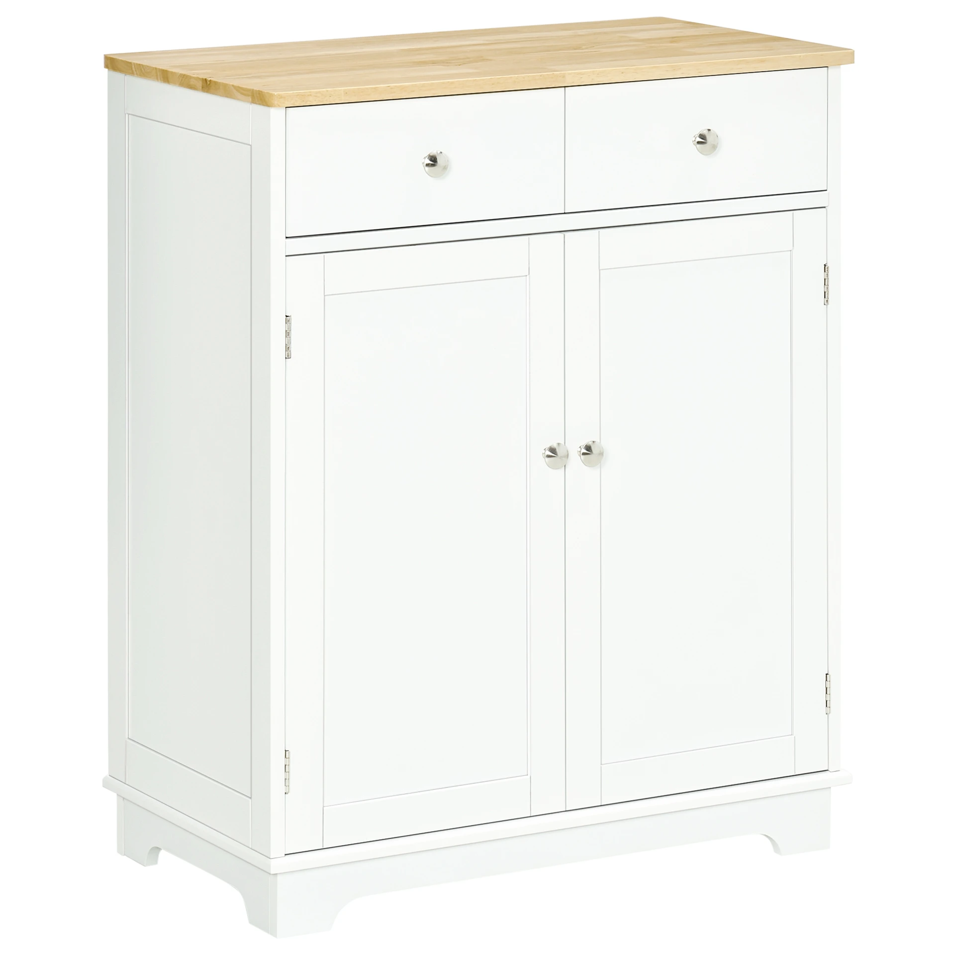 HOMCOM Kitchen Floor Cabinet Side Storage Cupboard Multi-use Sideboard Table With Solid Wood Top, Adjustable Shelf,Drawer For Dining Room, Living R... - View 1