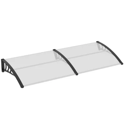 Outsunny Front Door Canopy Outdoor Awning Aluminium Rigid Plastic Polycarbonate Rain Shelter UV Water Rain Resistant 75 X 195 Cm White Clear - Shop at LoveMi