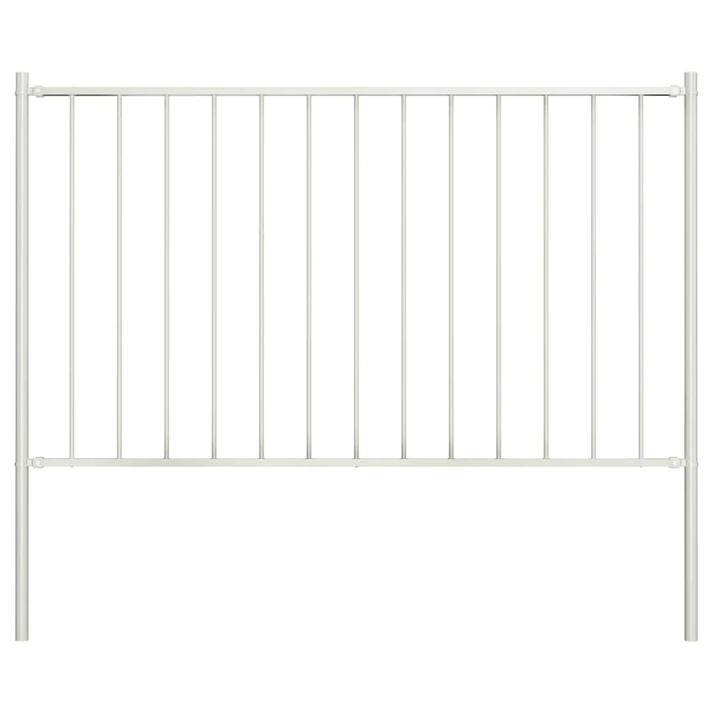 fence panel with posts, powder-coated, 1.81 x 0.75 m - White