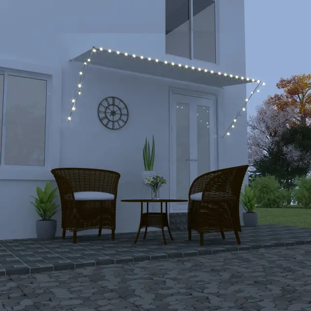 Retractable Awning with LED 250×150 cm Anthracite Cream - Shop at LoveMi