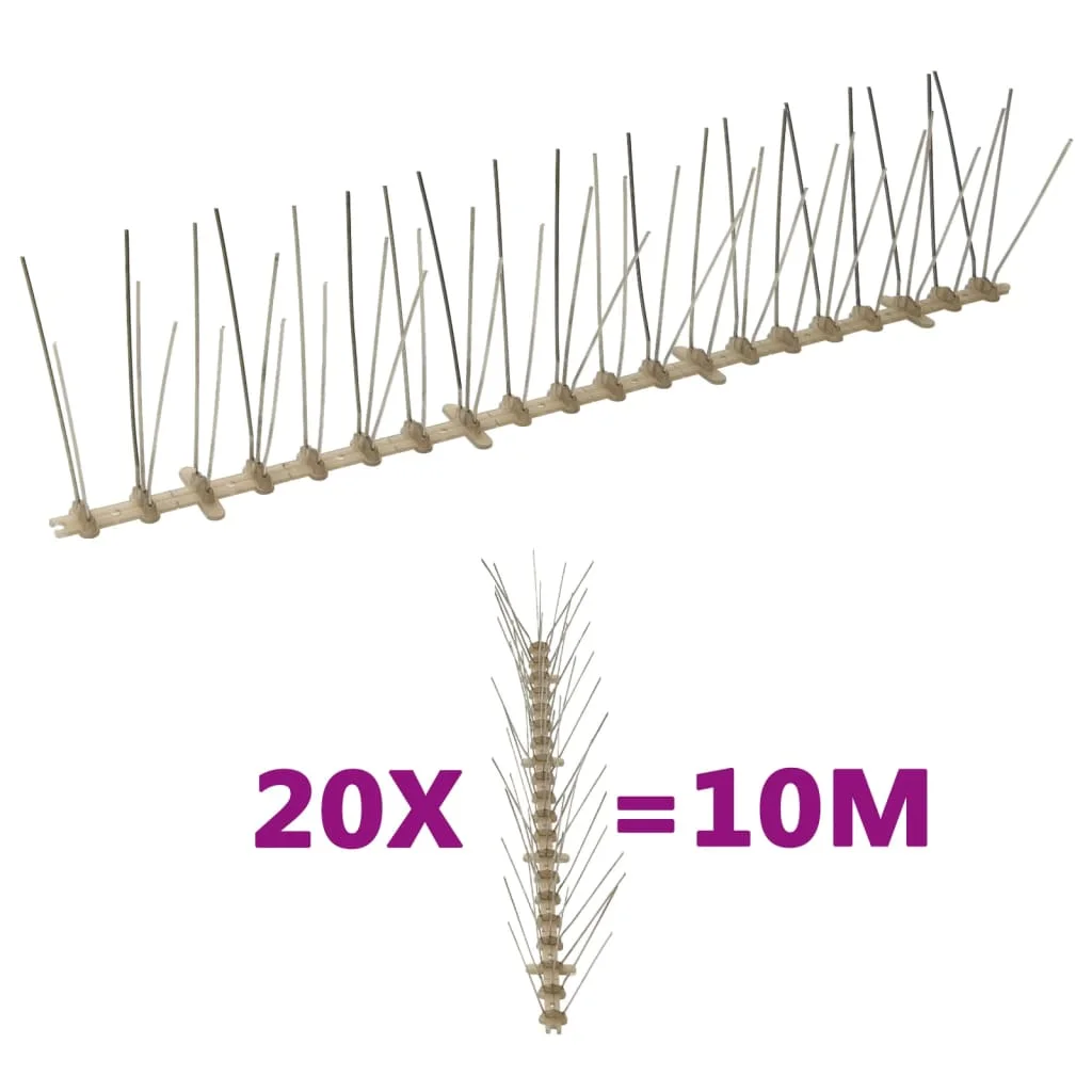 20-piece bird deterrent spike set, 10 m, 5 rows - 10 M