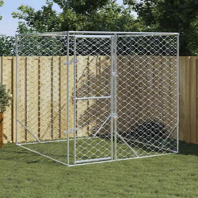Outdoor Dog Kennel Silver 2x2x2 m Galvanized 2 X 2 X 2 M - Shop at LoveMi