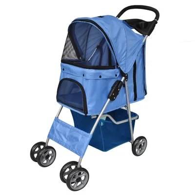 Dog Stroller Dog Buggy Pet Buggy Dog/Cat Foldable Travel Stroller Blue - Shop at LoveMi