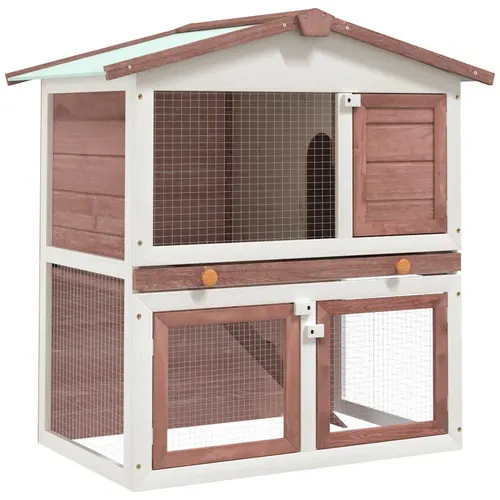 Rabbit hutch, small animal house, rabbit hutch with 3 doors, rabbit hutch 3 Brown - Shop at LoveMi