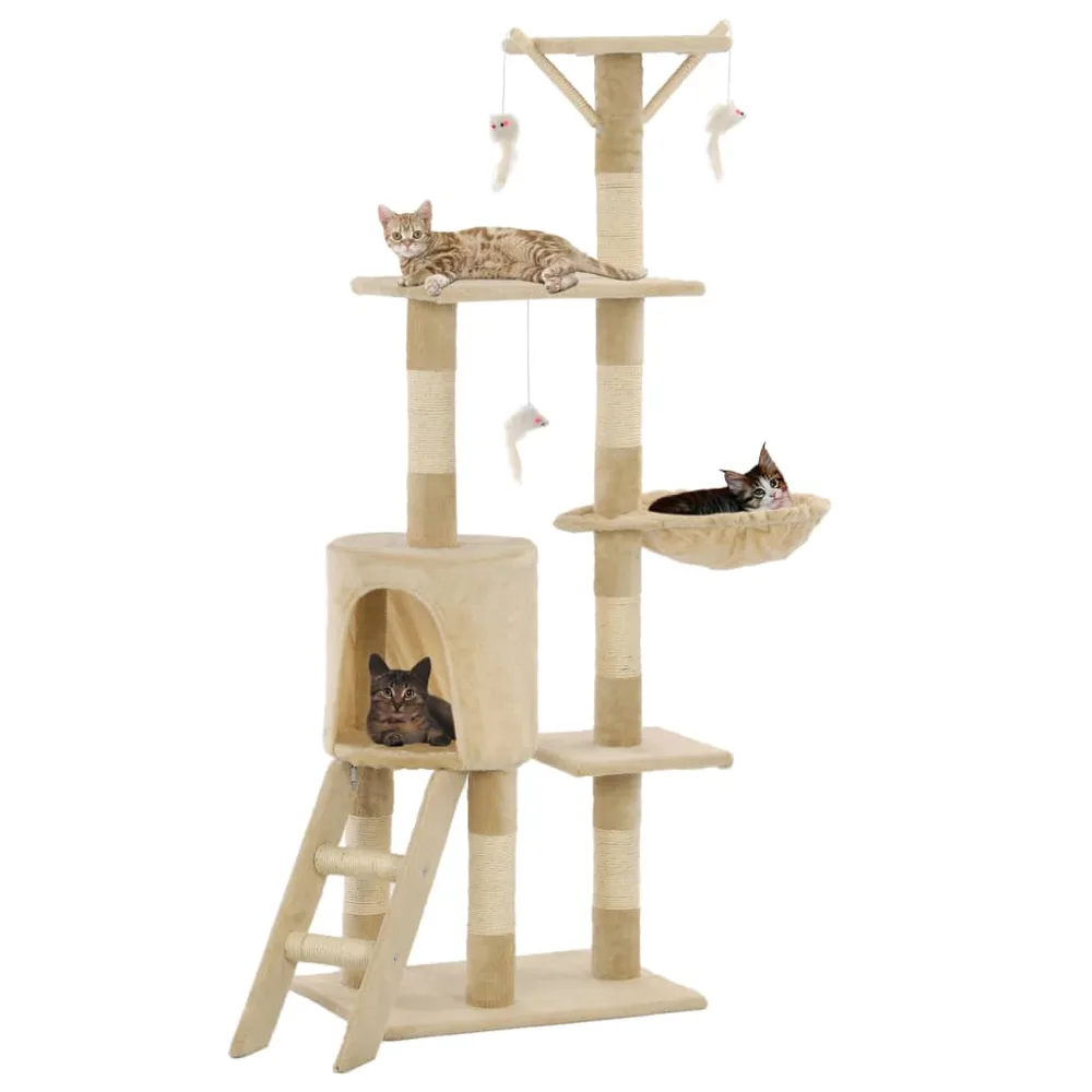 Cat Scratching Post with Sisal Posts 138 cm Cat Scratching Post - Beige - View 1
