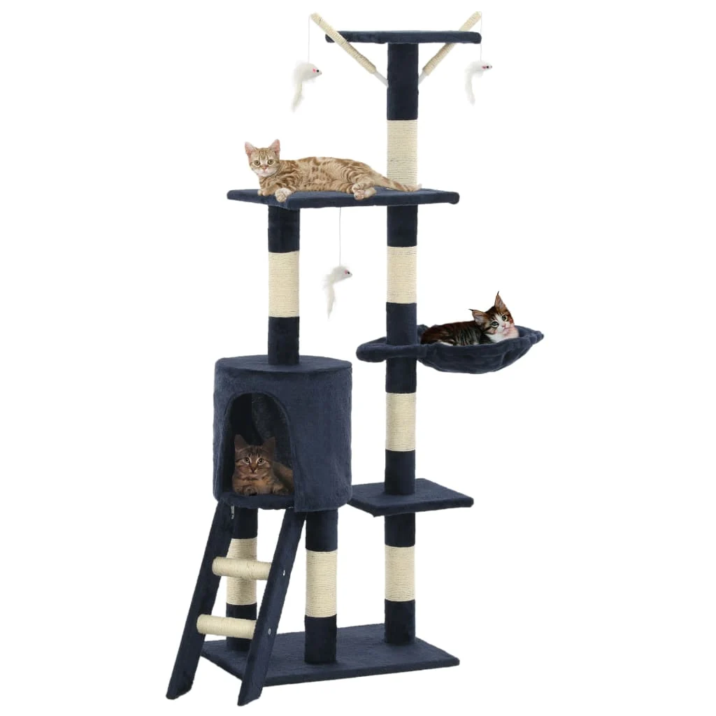 Cat Scratching Post with Sisal Posts 138 cm Cat Scratching Post - Dark Blue