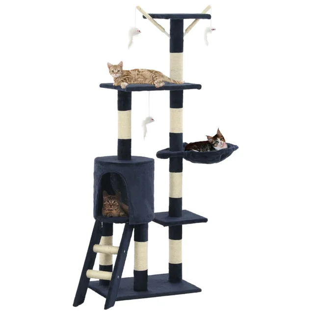 Cat Scratching Post with Sisal Posts 138 cm Cat Scratching Post Dark Blue - Shop at LoveMi