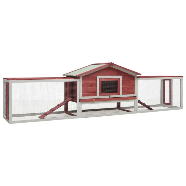 Rabbit Hutch 310x Pine & Fir Wood Rabbit Hutch Red - Shop at LoveMi