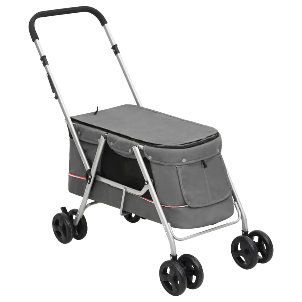 Foldable Dog Stroller Linen Fabric - Grey