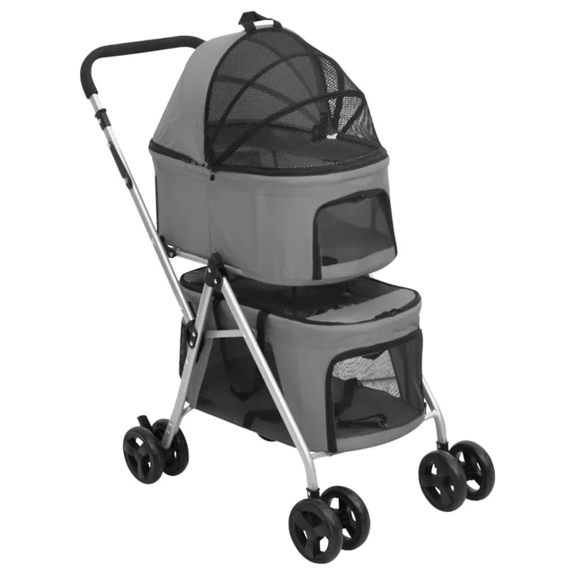 Foldable Dog Stroller for 2 Dogs, 83x Oxford Fabric Gray - Shop at LoveMi