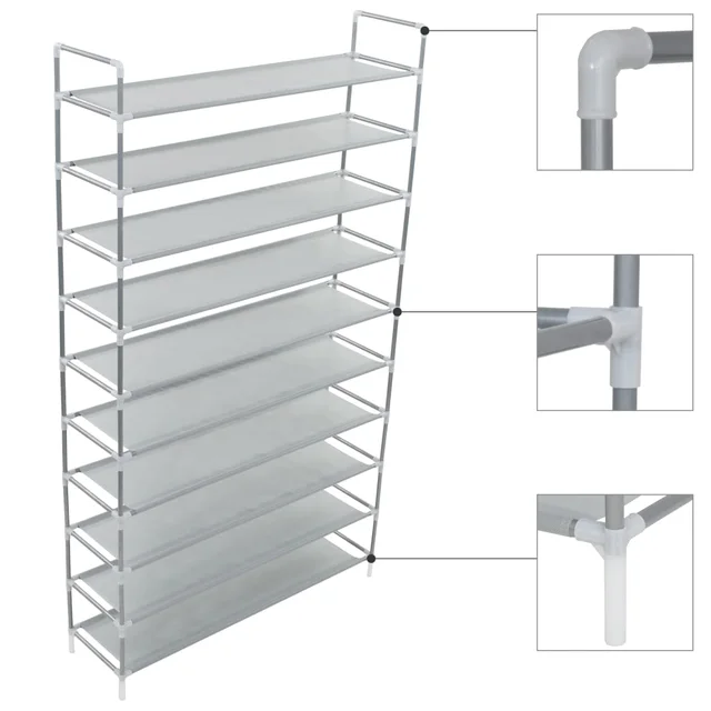 shoe rack with 4 shelves and non woven fabric Silver - Shop at LoveMi