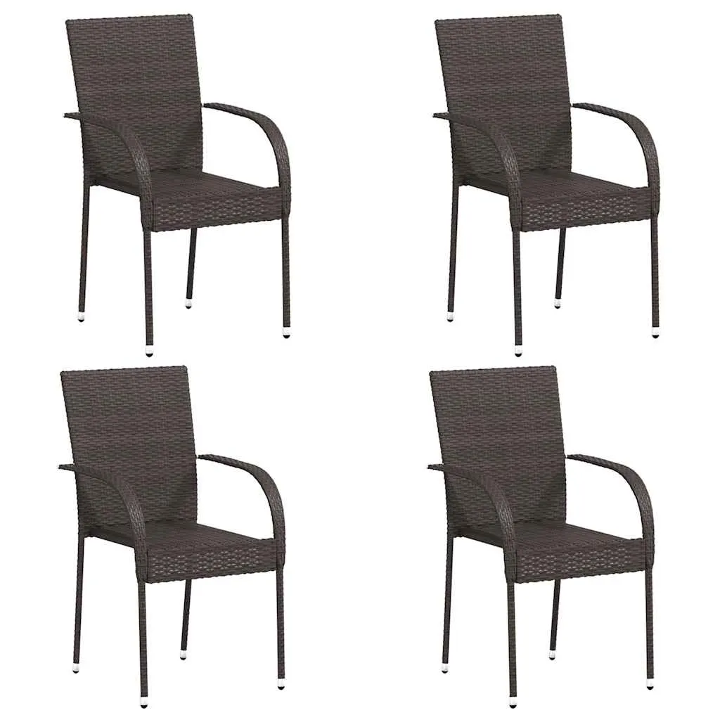 Stackable Garden Chairs . Poly Rattan - Brown