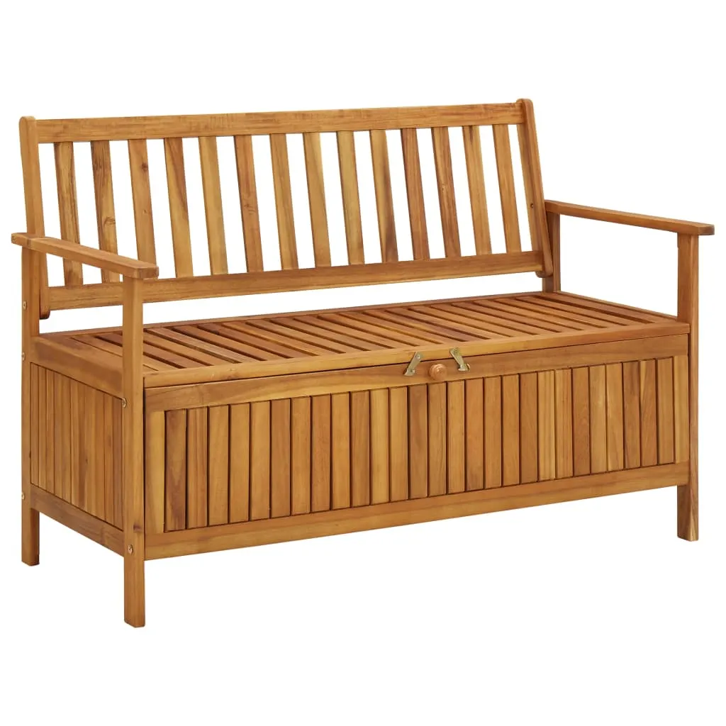 Garden bench with storage space 120 cm Solid acacia wood - Brown