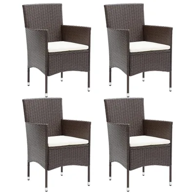 Garden Dining Chairs, Set of 4, Poly Rattan Brown - Shop at LoveMi