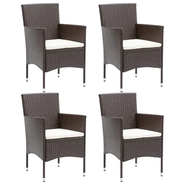 Garden Dining Chairs, Set of 4, Poly Rattan Brown - Shop at LoveMi